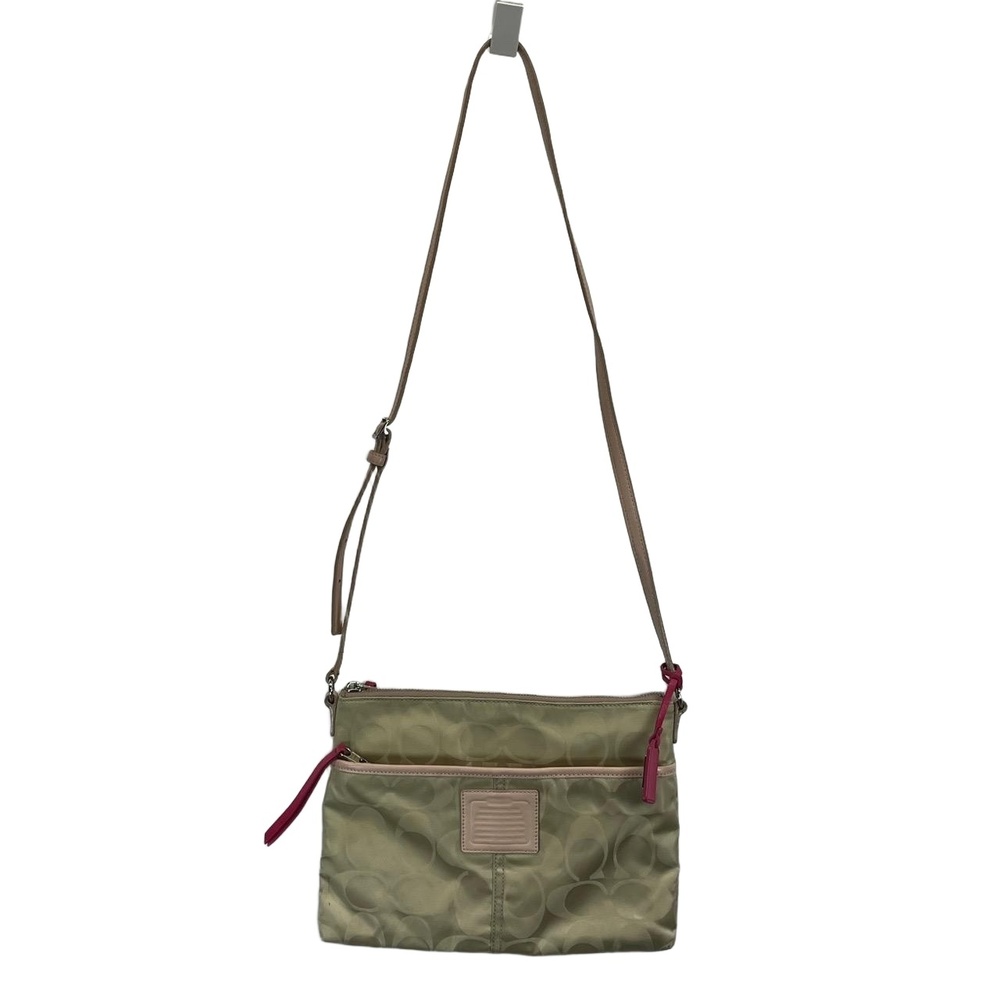 Coach Tan Pink Womens B1376-24861‎ Signature C Adjustable Strap Crossbody Bag